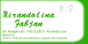 mirandolina fabjan business card